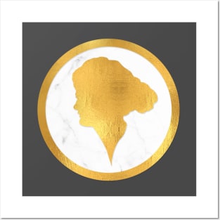 Classic cameo in gold and marble I Posters and Art